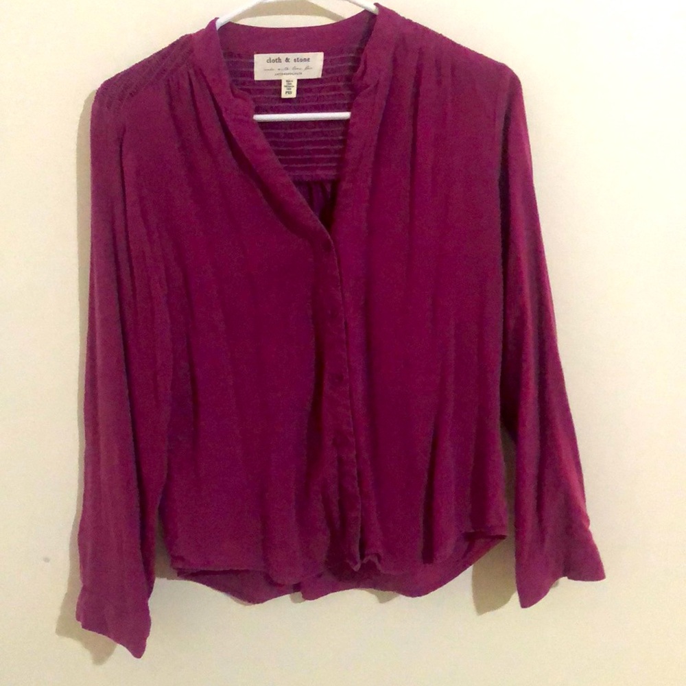 Anthropologie Magenta button down.